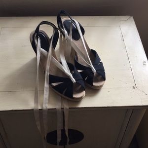 Ann Taylor loft tie up wedge heel